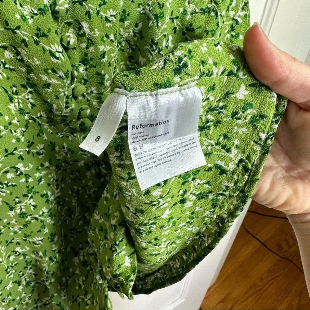 Reformation Green Floral Mini Dress - Picture 11 of 11